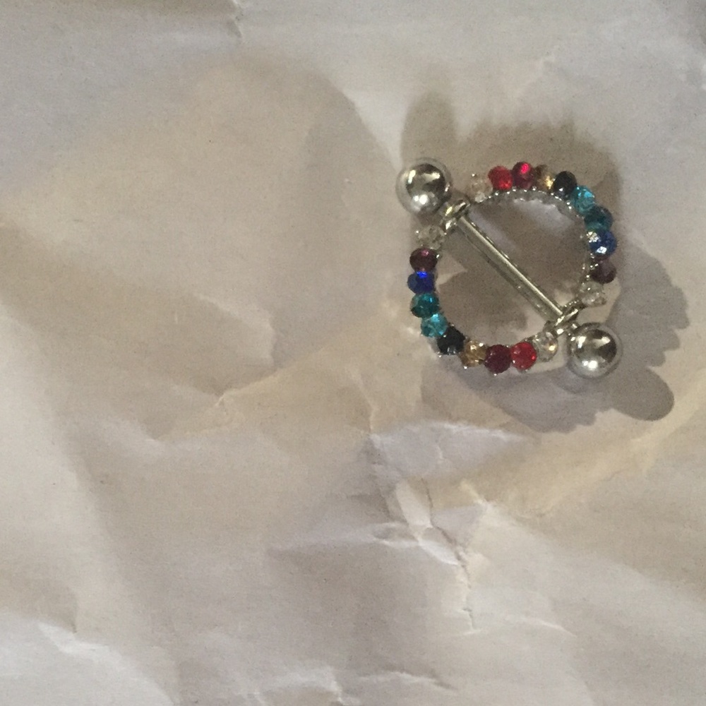 rainbow nipple ring (never used)